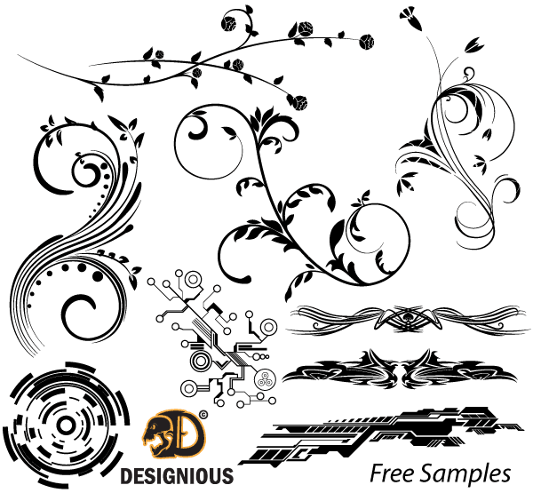 600x555 Free Free Vector Samples Floral, Tech Shapes And Tribal Designs