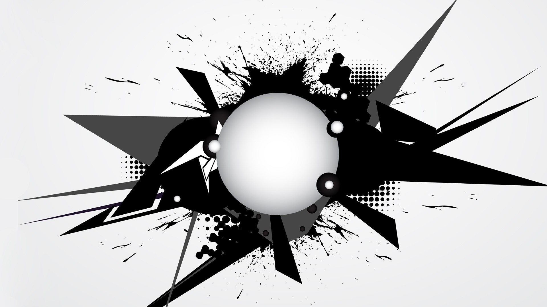 1920x1080 Abstract Black And White Vector Shapes Ink Graphics Vector Art
