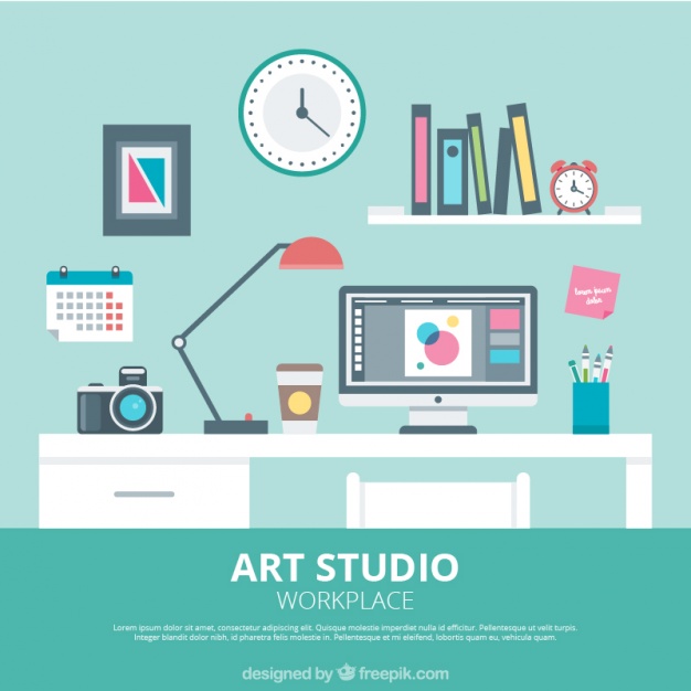 626x626 Art Studio In Flat Design Vector Free Download