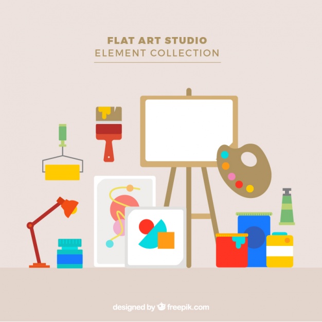 626x626 Art Studio With An Artist Materials Vector Free Download