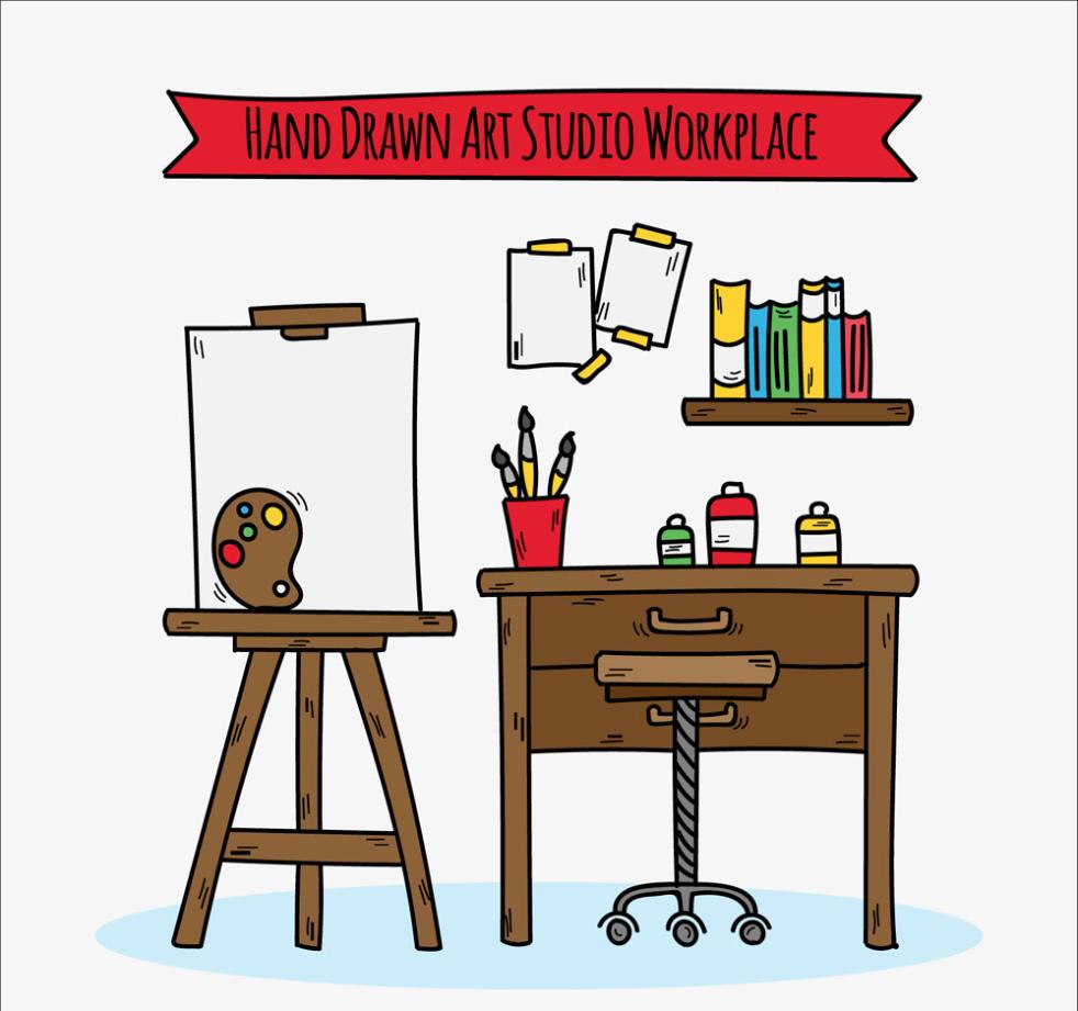 982x921 Hand Painted Art Studio Design Vector Free Vector Graphic Download