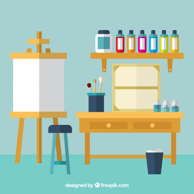 626x626 Art Studio, Flat Style Vector Free Download