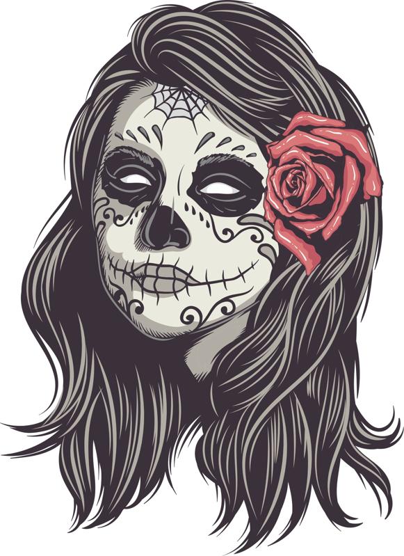 581x799 Mexican Skull Woman Vector Art Free Vector Download