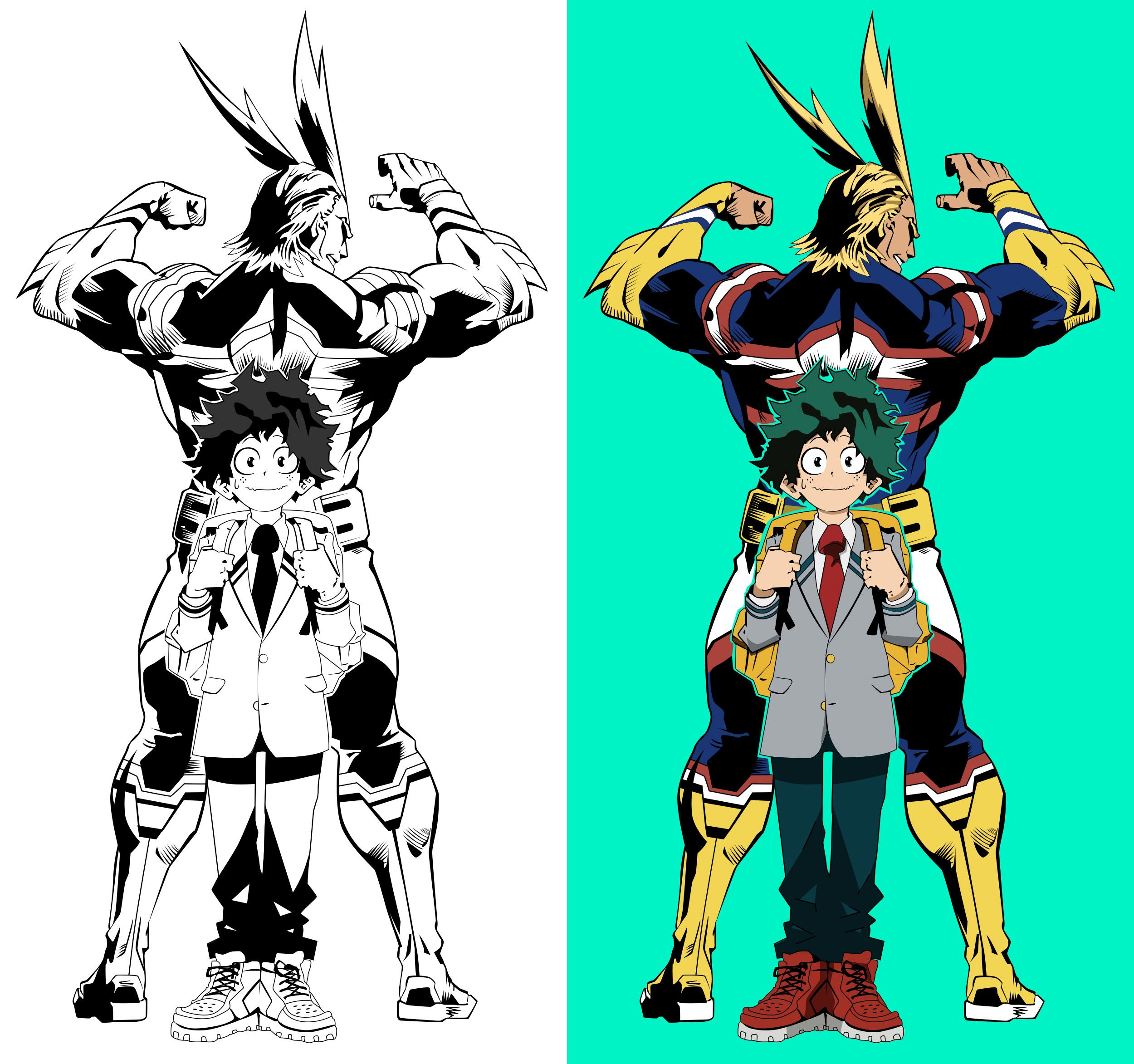 2500x2345 All Might And Midoriya