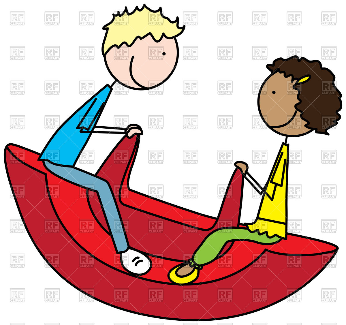 1200x1127 Cartoon Illustration Of A Boy And Girl On A Seesaw Vector Image