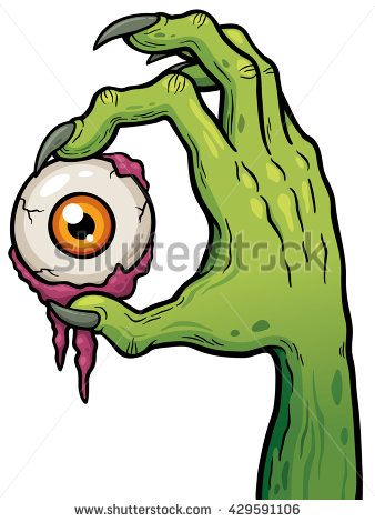 338x470 Vector Illustration Of Cartoon Zombie Hand Holding Eye Cartoon