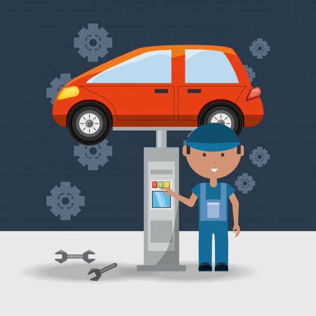 626x626 Automobile And Man Of Car Service And Machine Repair Vector
