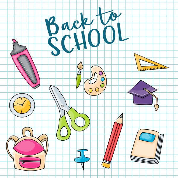 600x600 Back To School Background And Stationery Vector Free Download