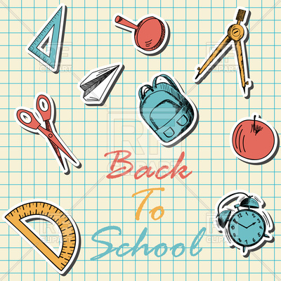 400x400 Back To School Icons In Flat Design On Checkered Paper Vector