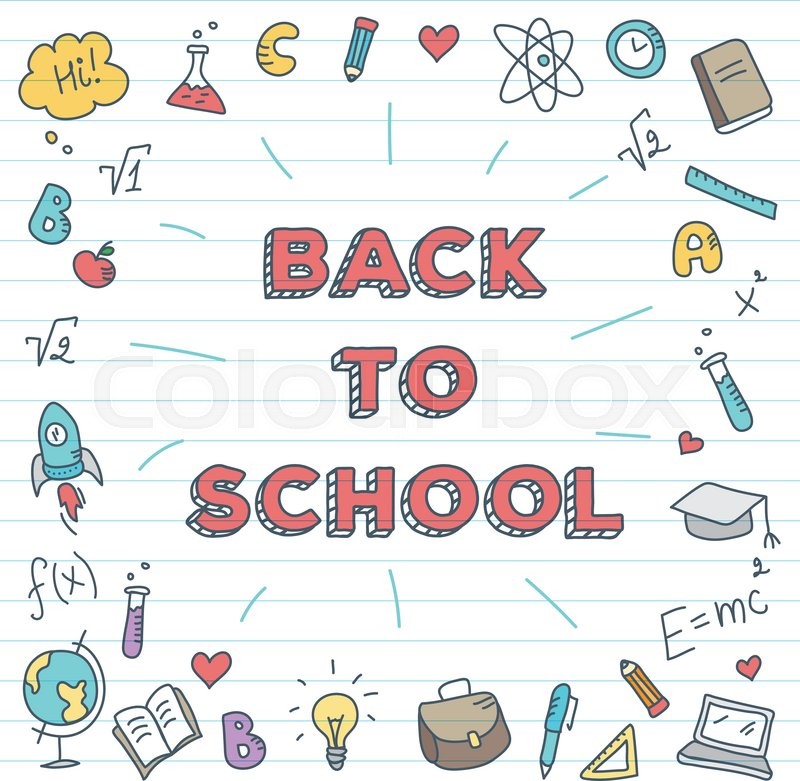 800x781 Vector Cute Back To School Illustration. Bright School Poster With