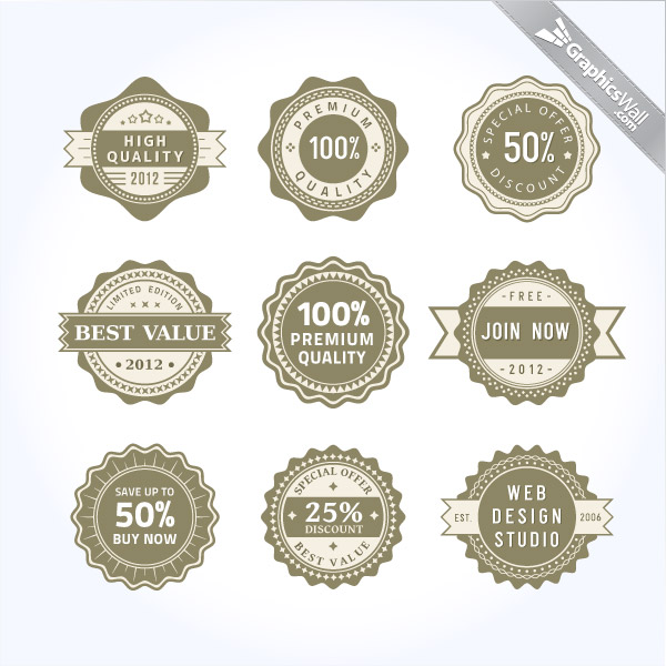 600x600 9 Free Vector Badges And Labels Graphicswall