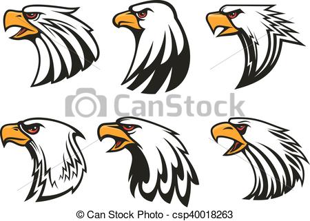 450x321 Bald Eagle Icons Set. Vector Emblems Of Hawk With Beak, Harsh