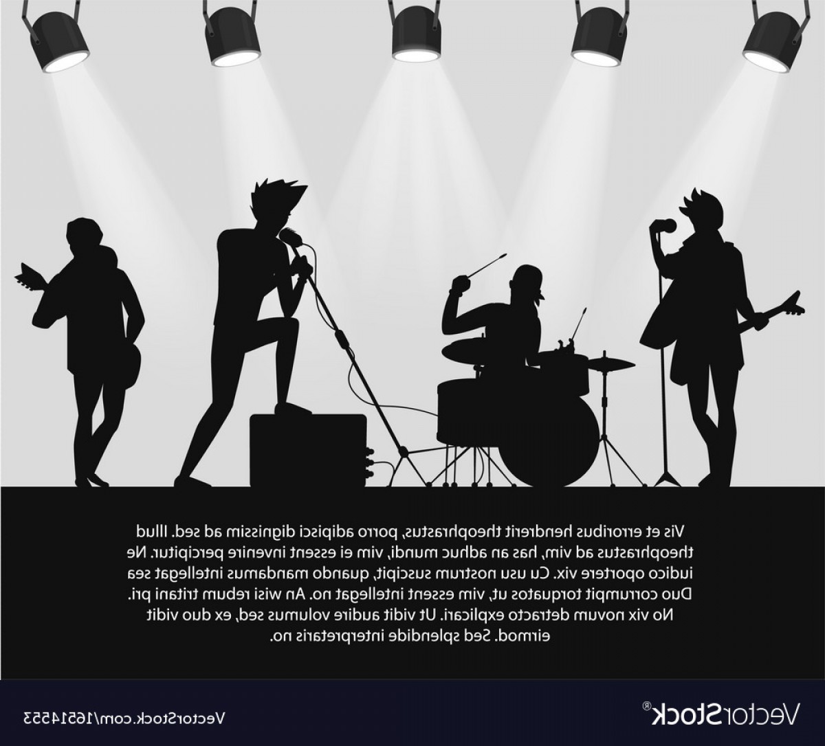1200x1086 Rock Band Silhouette On Stage With Text Place Vector Shopatcloth