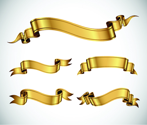 500x425 Gold Ribbon Banners Luxury Vector 01 Free Download