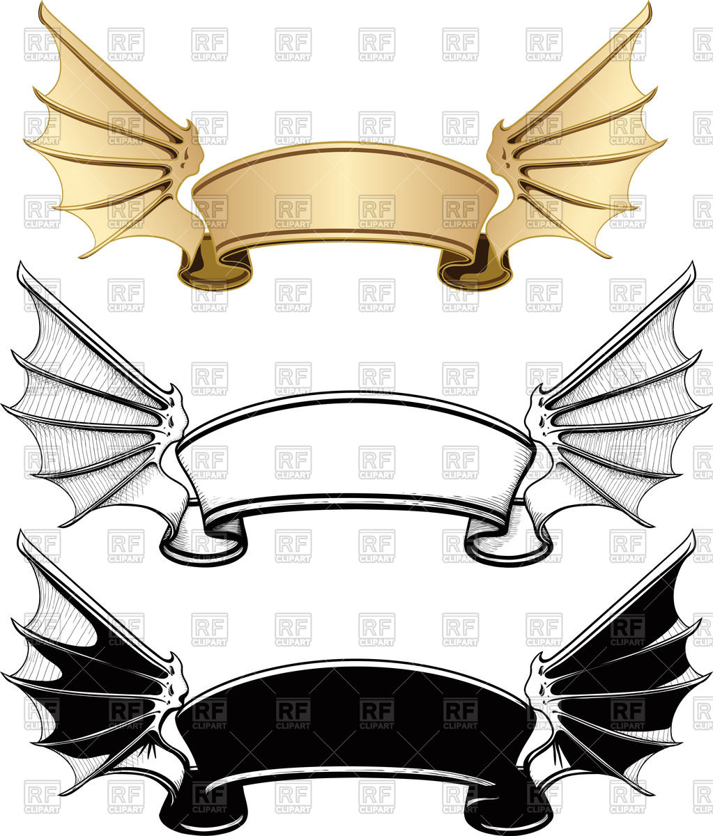 1023x1200 Ribbon Banner With Wings Vector Image Vector Artwork Of Design