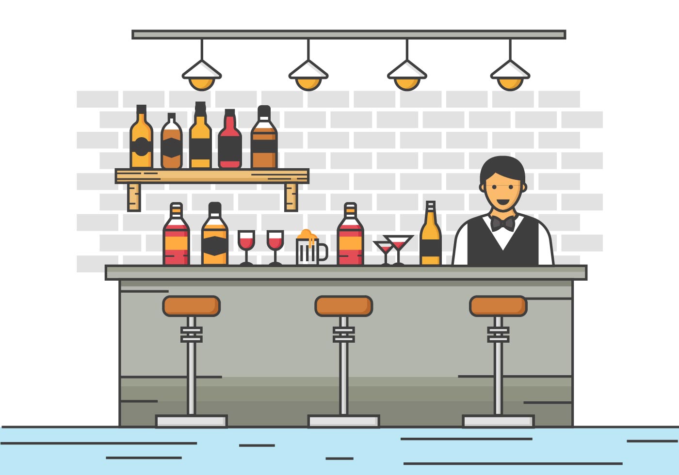 1400x980 Bar Free Vector Art