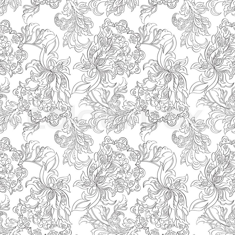 800x800 Ethnic Floral Seamless Pattern. Folkloric Batik Vector Ornament