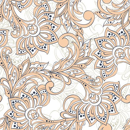 416x416 Vintage Pattern In Indian Batik Floral Vector Background Stock