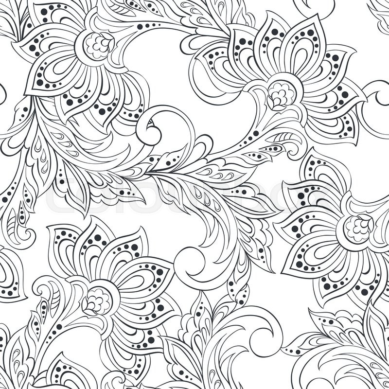 800x800 Vintage Pattern In Indian Batik Style. Floral Vector Background
