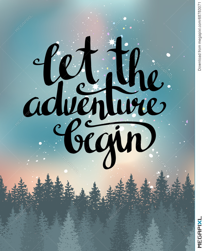 652x800 Vector Vintage Card With Forest, Night Sky And Inspirational