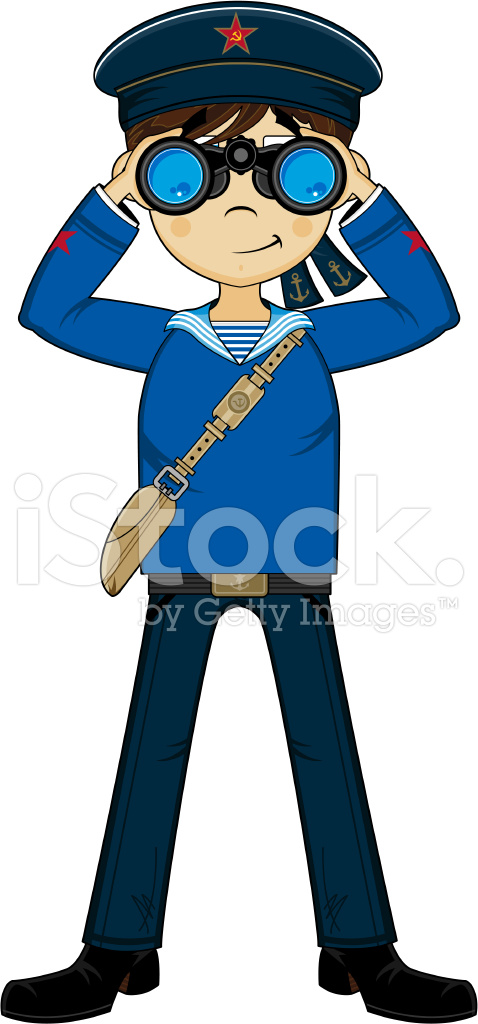 478x1024 Russian Navy Sailor With Binoculars Stock Vector