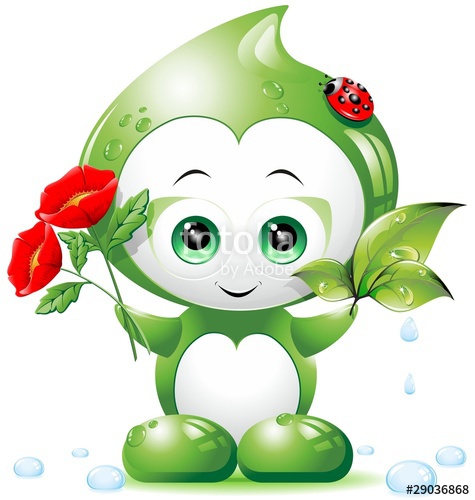 475x500 Bio Goccia Di Primavera Cartoon Springtime Bio Drop Vector Stock