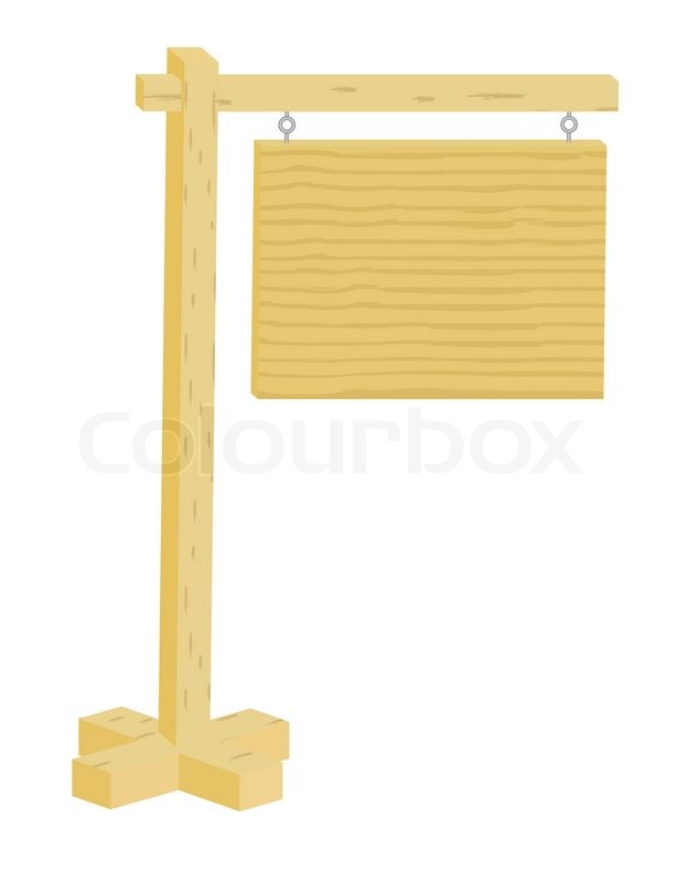 614x800 Wooden Sign Board Over White Vector Illustration Stock Vector
