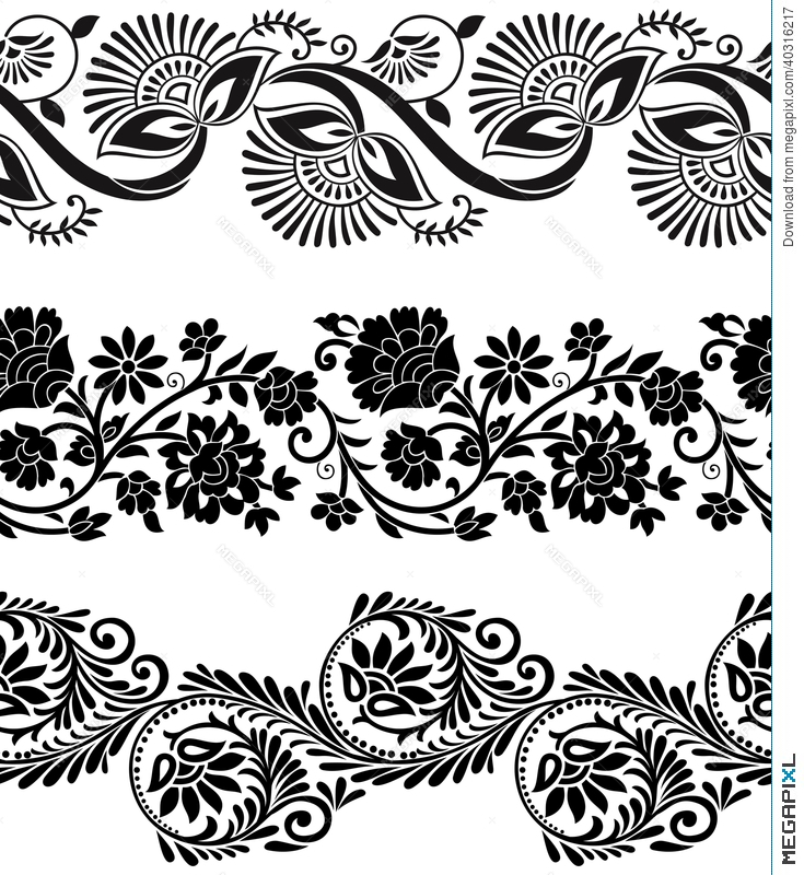 735x800 Floral Border Vector Free