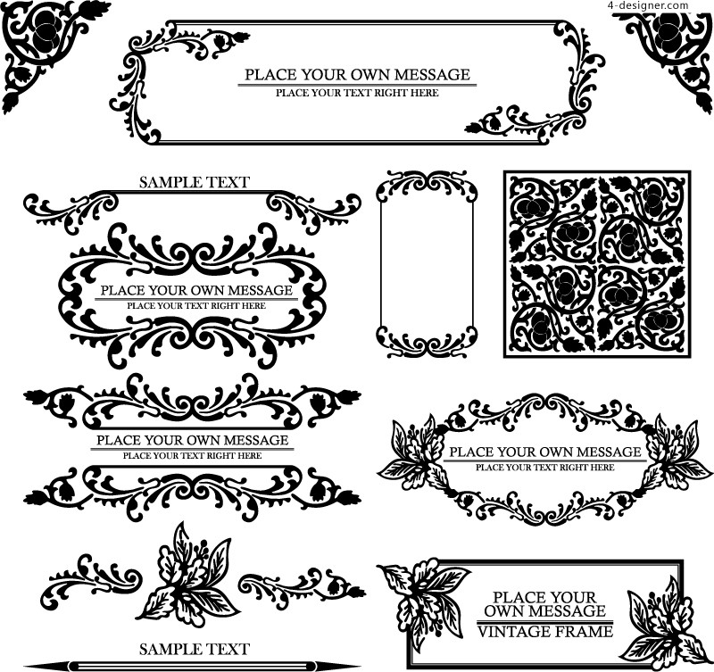 800x753 4 Designer European Pattern Border Design Vector Material