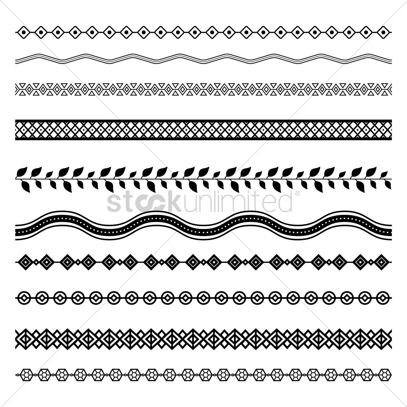 1300x1300 Set Of Abstract Border Designs Vector Image