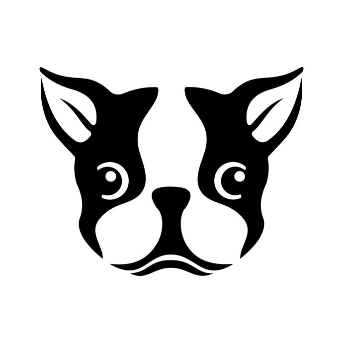 690x690 Boston Terrier Dog Face Head Graphics Design By Vectordesign On Zibbet