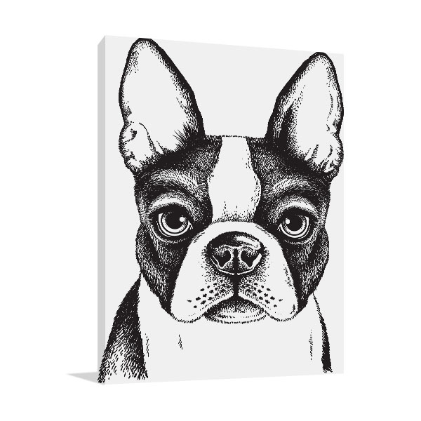 600x600 Boston Terrier Vector Art Print Artwork For The Home