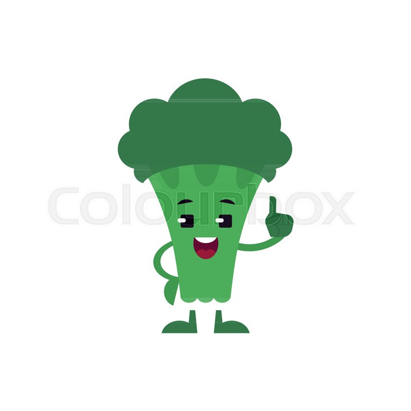 800x800 Broccoli Holding Up Index Finger With Smile On Face Isolated On