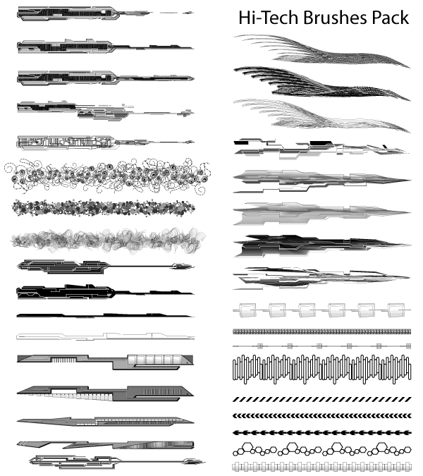 600x675 Hi Tech Vector Illustrator Brushes Pack 123freevectors
