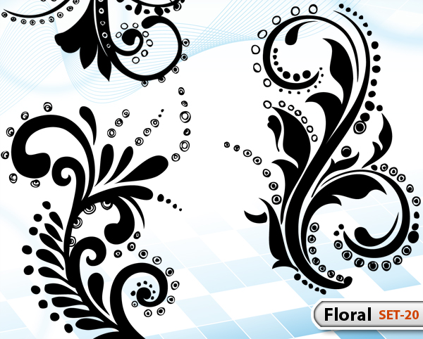 600x482 Hand Drawn Floral Set 20 Vector Amp Photoshop Brushes Stock