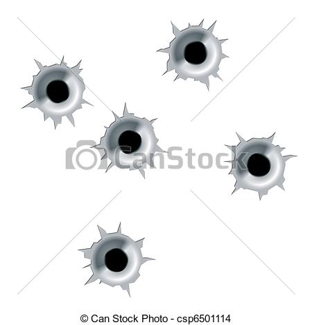 450x470 Bullet Holes. Vector. Easy To Place On Different Color Or Background.