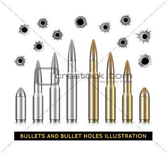 340x313 Image 7389706 Bullets And Bullet Holes. Vector Illustration From