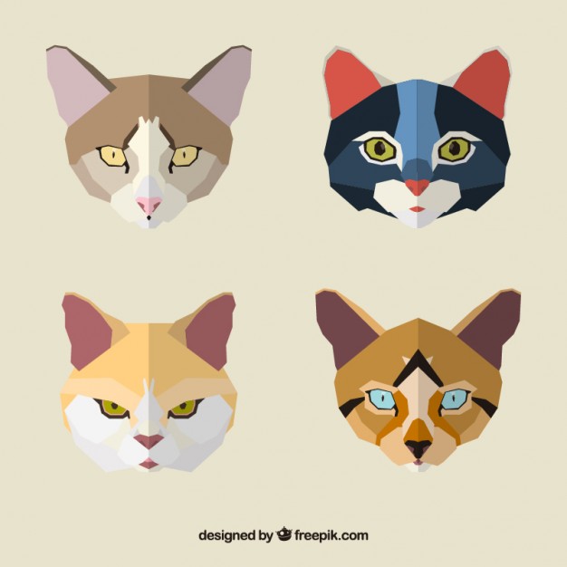 626x626 Geometric Cat Faces Vector Free Download