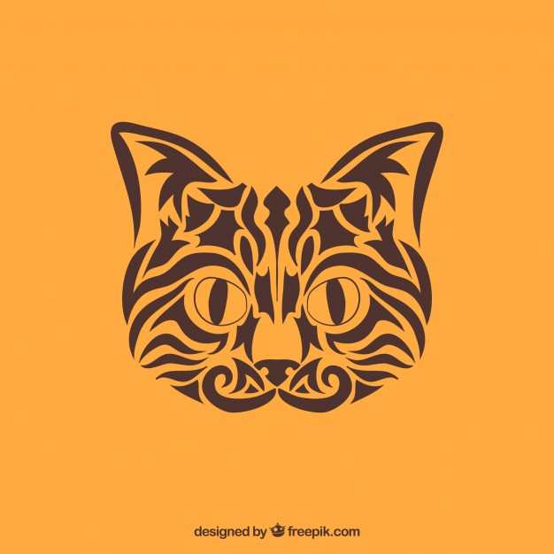 626x626 Tribal Cat Vector. Cat Face Made With Tribals Vector Free Download