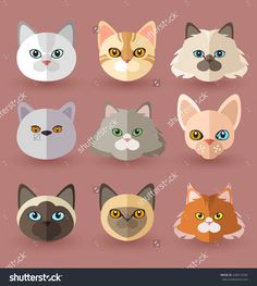 236x263 Vector Set Of Different Adorable Cartoon Cats Faces