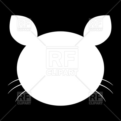 400x400 Cat Head White Color Icon On Black Background Vector Image