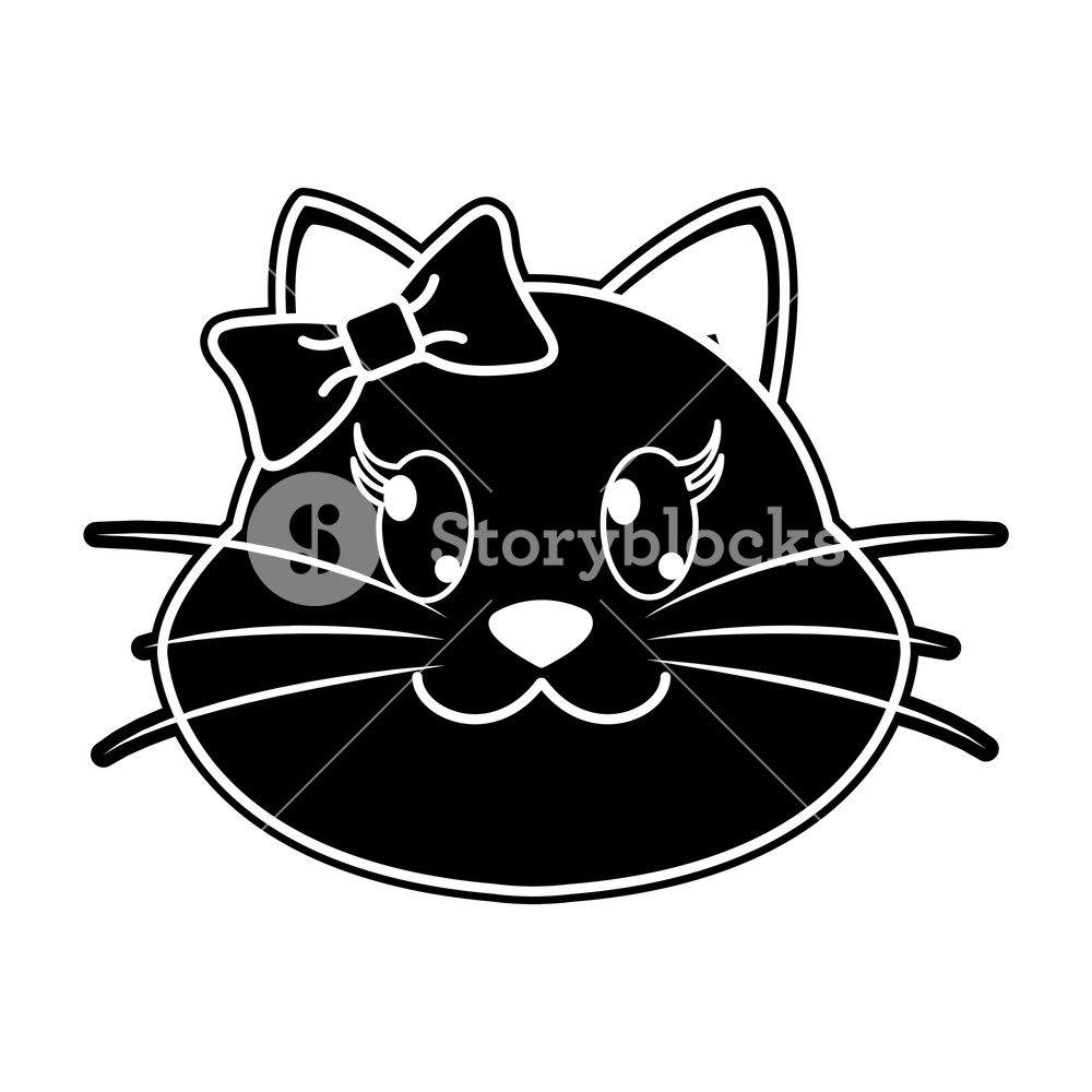 1000x1000 Silhouette Female Cat Head Cute Animal Vector Illustration Royalty