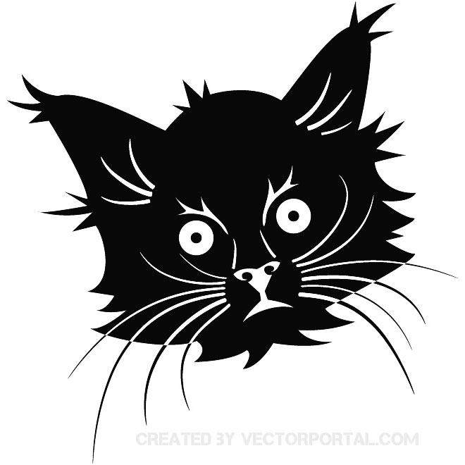 660x660 Black Cat Head Free Vector