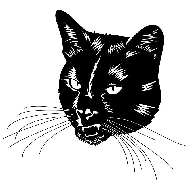 660x660 Black Cat Head Free Vector 123freevectors