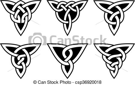 450x283 Vector Celtic Knot Set, White On Black Background.