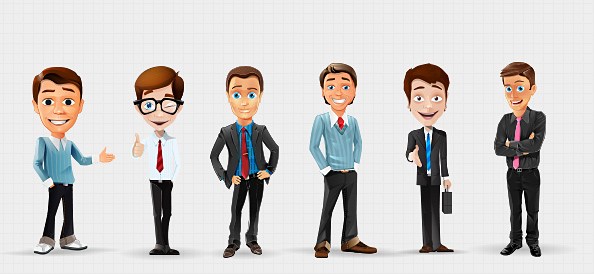 594x274 Businessman Vector Character Set 2