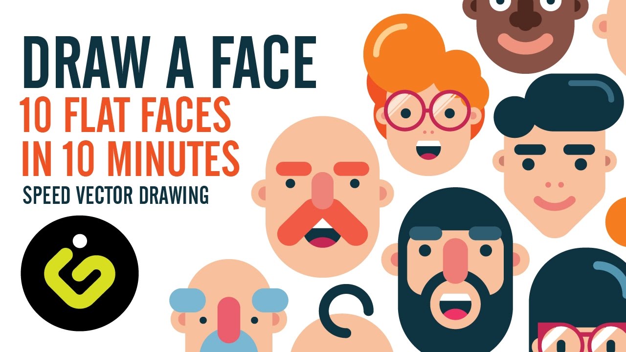 1280x720 How To Draw A Face, 10 Flat Design Characters In 10 Minutes, Speed