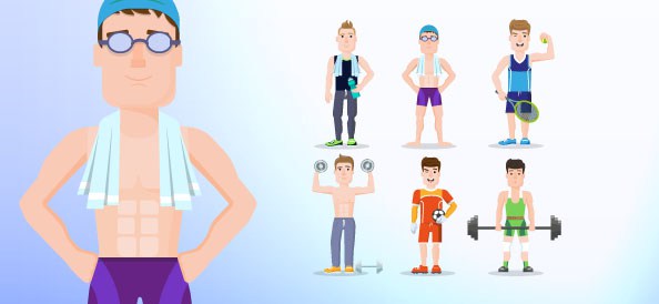 594x274 Vector Sport Character Set