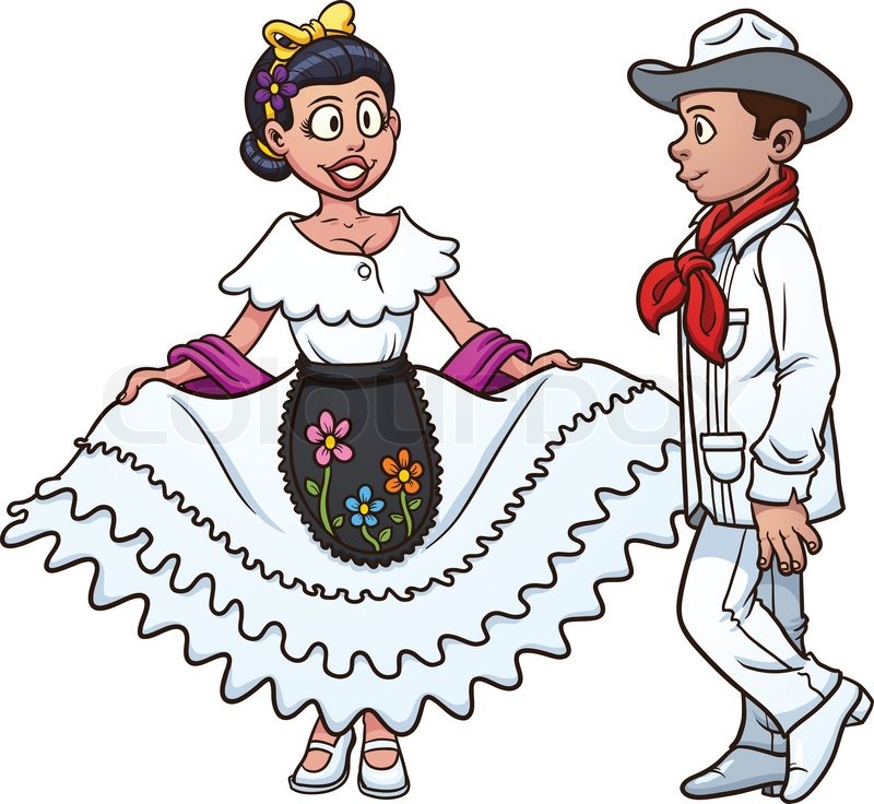 800x736 Mexican Couple Dancing. Vector Illustration With Simple Gradients