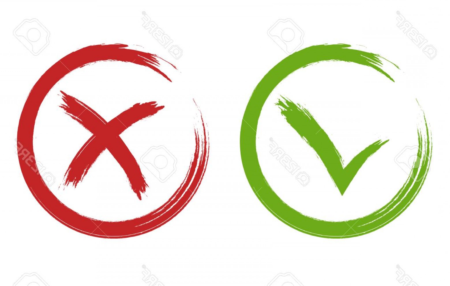 1560x992 Photostock Vector Tick And Cross Signs Green And Red Checkmark